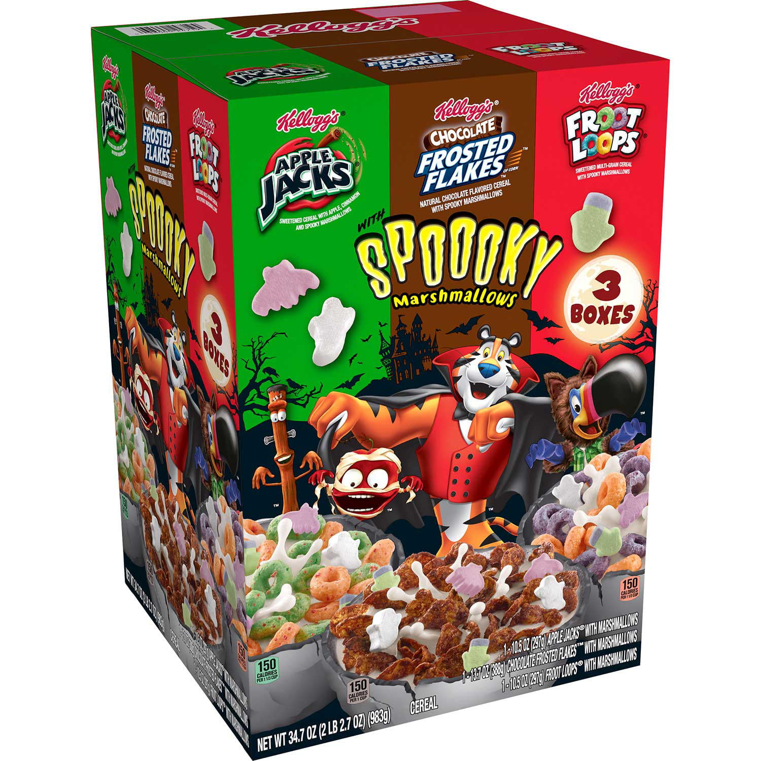 Kellogg's Halloween Edition Breakfast Cereal, Variety Pack (34.7 Ounce