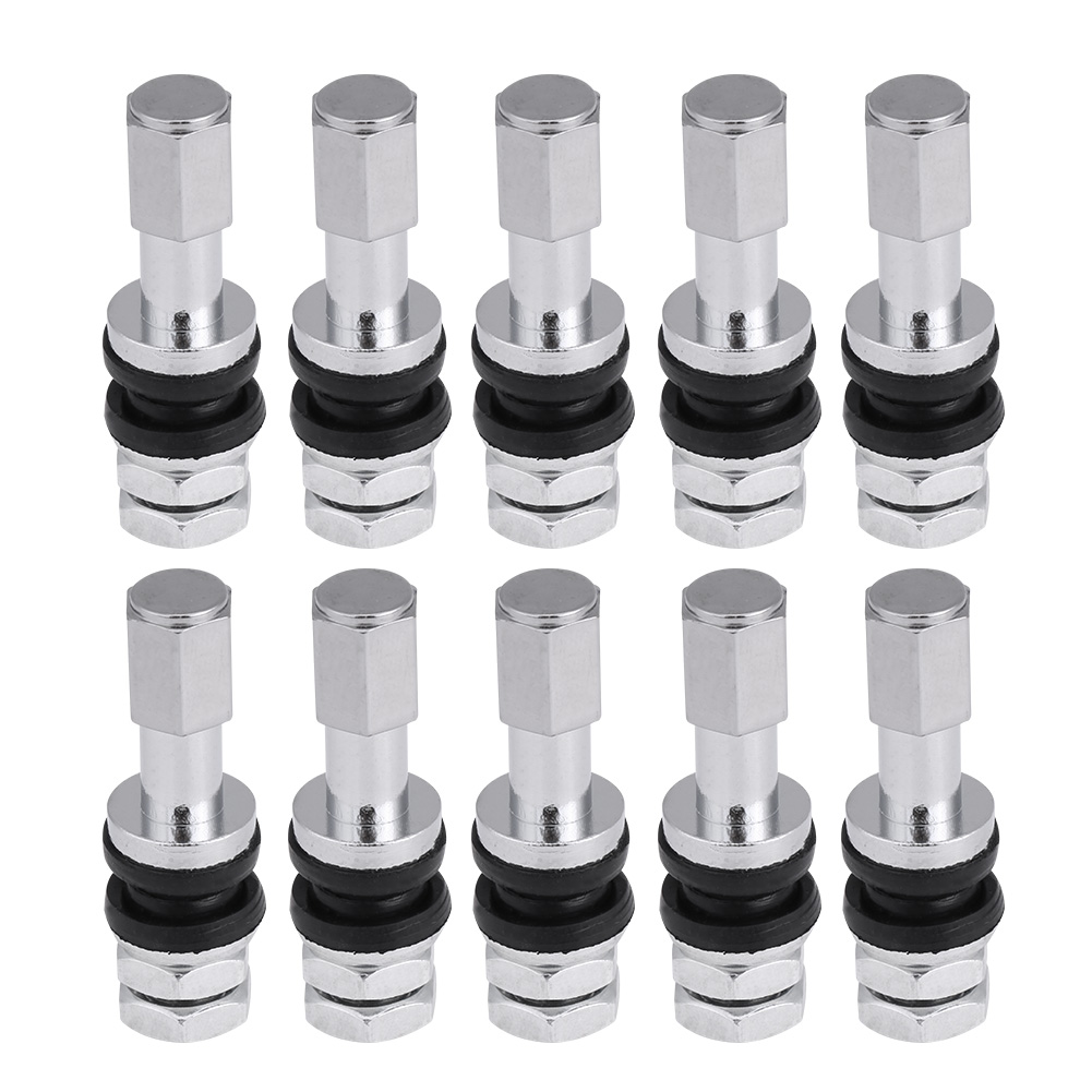 Tebru Tire Valve Stem,10pcs TR43E Metal Car Truck Motorcycle Tubeless Tire Tyre Valve Stems with Dust Cap, Tubeless Tire Valve Stem