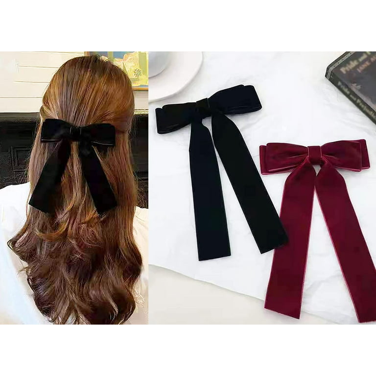  Red Velvet Hair Bows Girls 3 Glitter Valentines