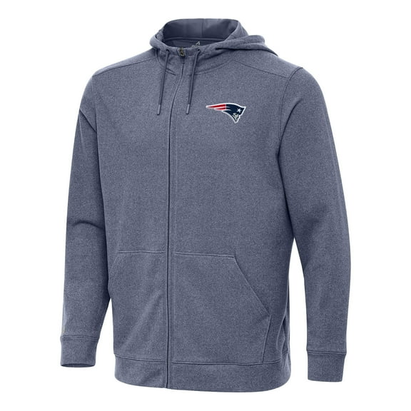 Men's Antigua Heather Navy New England Patriots Effortless Full-Zip Hoodie