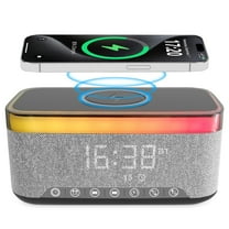 10W Bluetooth Stereo Speaker-Alarm Clock, Wireless Charging, RGB light