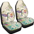 thumbnail image 3 of FOR U DESIGNS Hummingbird Flower Print Car Seat Cover Stretchy 2 Pcs Front Interior Sets Wear-Resistan Vehicle Cushion Cover Automotive Seat Protector Fit for Van,Trucks, SUVs, 3 of 7