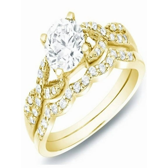 Glorious Moissanite Diamond Wedding Ring Set 1 Carat Round Cut Wedding Ring Set On 10K Yellow Gold, Promise Ring, Anniversary Ring