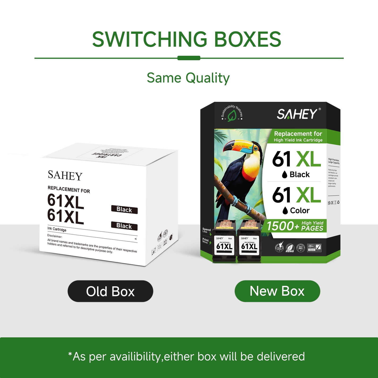 61XL Black Ink Cartridges Compatible for 61 Ink Cartridge Printer Ink for Envy 4500 Deskjet 1000 1056 1510 1512 1010 1055 OfficeJet 4630 (2 Black)