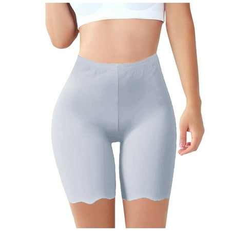 Pxiakgy Hot Sale!! Yoga Shorts for Women Tummy Control 2025 Trendy Underwear Shorts Women High Waisted Summer Shorts for Under Dresses Anti Chafing Soft Lace Trim Trendy Boy Shorts Light Blue L