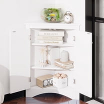 White Triangle Bathroom Storage Cabinet with Adjustable Shelves, Freestanding Floor Cabinet for Home Kitchen