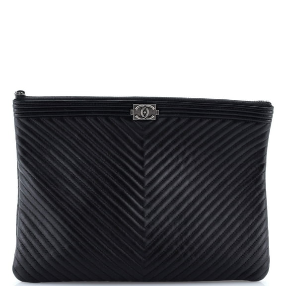 Pre-Owned Boy O Case Clutch Chevron Calfskin Medium By Rebag