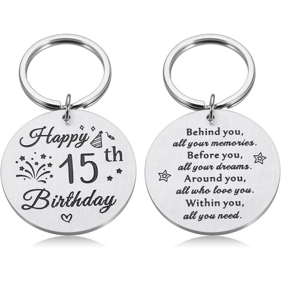 Fifteen Birthday Gifts for Boy Keychain for Sweet 15 Turning 15 Years Old Teen Girls Boys Happy 15th Birthday Presents Decoration Women Men Best Teenager Gift Idea Grand Son Daughter Christmas Keyring