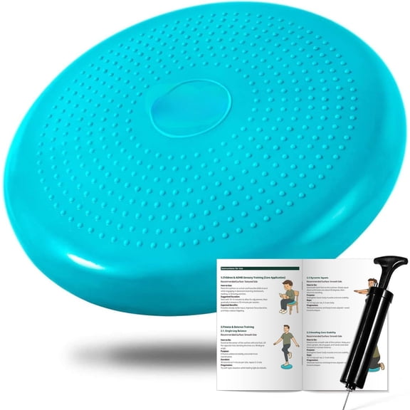 Wobble Cushion Core Balance Disc, Flexible Seating for Classroom Elementary, Wiggle Seat for Sensory Kids, Balance Pad with Inflation Pump 34CM Turquoise
