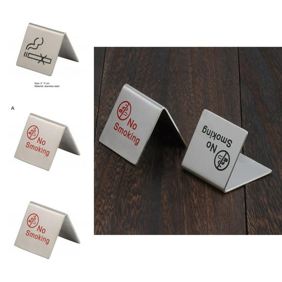 No Smoking Sign Stainless Steel Double Sides Noticeable Clear Printed Stable Non-Smoking Warning Sign for Restaurant