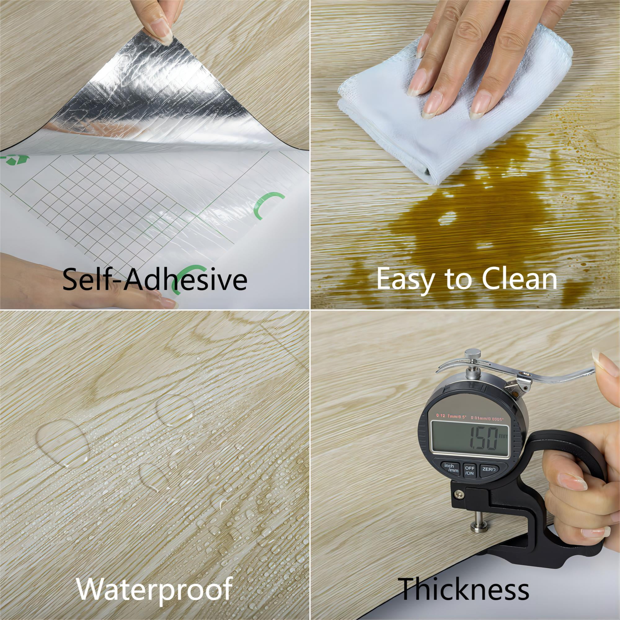 UMIGGEE Peel and Stick Vinyl Flooring Roll 15.7-in x 118-in/12.8 Sq.Ft Thicken Self-Adhesive Vinyl Wood Floor Tile Wear-Resistant Easy DIY Install Home Decor
