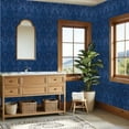 thumbnail image 4 of Vintage Peel and Stick Wallpaper 23.6in x 9.8ft Elegant Blue Damask Floral Baroque Elements Contact Paper Vinyl Waterproof Self Adhesive Wall Paper for Bedroom Shelf Cabinet Renter Friendly, 4 of 8