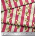 thumbnail image 2 of Soimoi Modal Satin Fabric Stripe,Leaves & Rose Floral Print Fabric by Yard 42 Inch Wide, 2 of 3