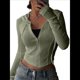 thumbnail image 1 of Chaqueta Corta Ligera con Capucha, Cremallera y Cordón de Larga para Mujer Verde M, 1 of 8