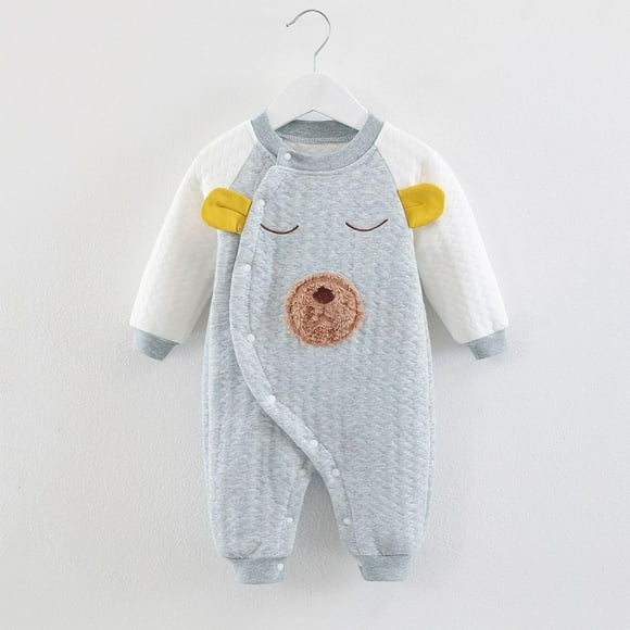 Amzcrzy Baby Girl Clothes 0-18 Months Unisex Baby Boy Newborn Onesies Long Sleeve Round Neck Button Infant Romper Cute Warm Cotton Romper