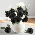 thumbnail image 3 of Goyunwell Artificial Flowers 50pcs Real Looking Black Foam Fake Roses with Stems for DIY Wedding Bouquets Centerpieces Arrangements Party Tables Home Halloween Decorations, 3 of 5