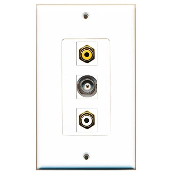 RiteAV - 1 Port RCA White and 1 Port RCA Yellow and 1 Port BNC Decorative Wall Plate Decorative
