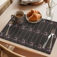 thumbnail image 3 of Spring Floral Placemats Set of 12 Vintage Bohemia Flowers Leaves Bows Black Place Mats Indoor Wipeable Table Mats Washable Cloth Dining Table Placemats for Kitchen Holiday Party Home Decor 13x19 Inch, 3 of 9
