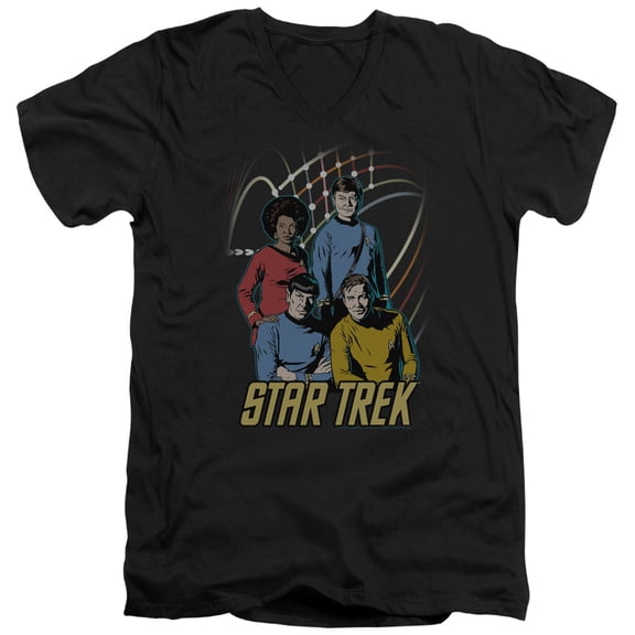Star Trek Warp Factor 4 Adult V-Neck T-Shirt Black