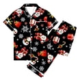 thumbnail image 3 of Christmas Pajamas Women's Two-Piece Christmas Pajamas short sleeves Button Shirt and Pants Set Home Clothes, 3 of 8