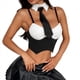 thumbnail image 2 of Conjunto de Dos Piezas A Rayas para Mujer, Que Incluye un Top de con Cuello Falso y una Minifalda Negro S, 2 of 10