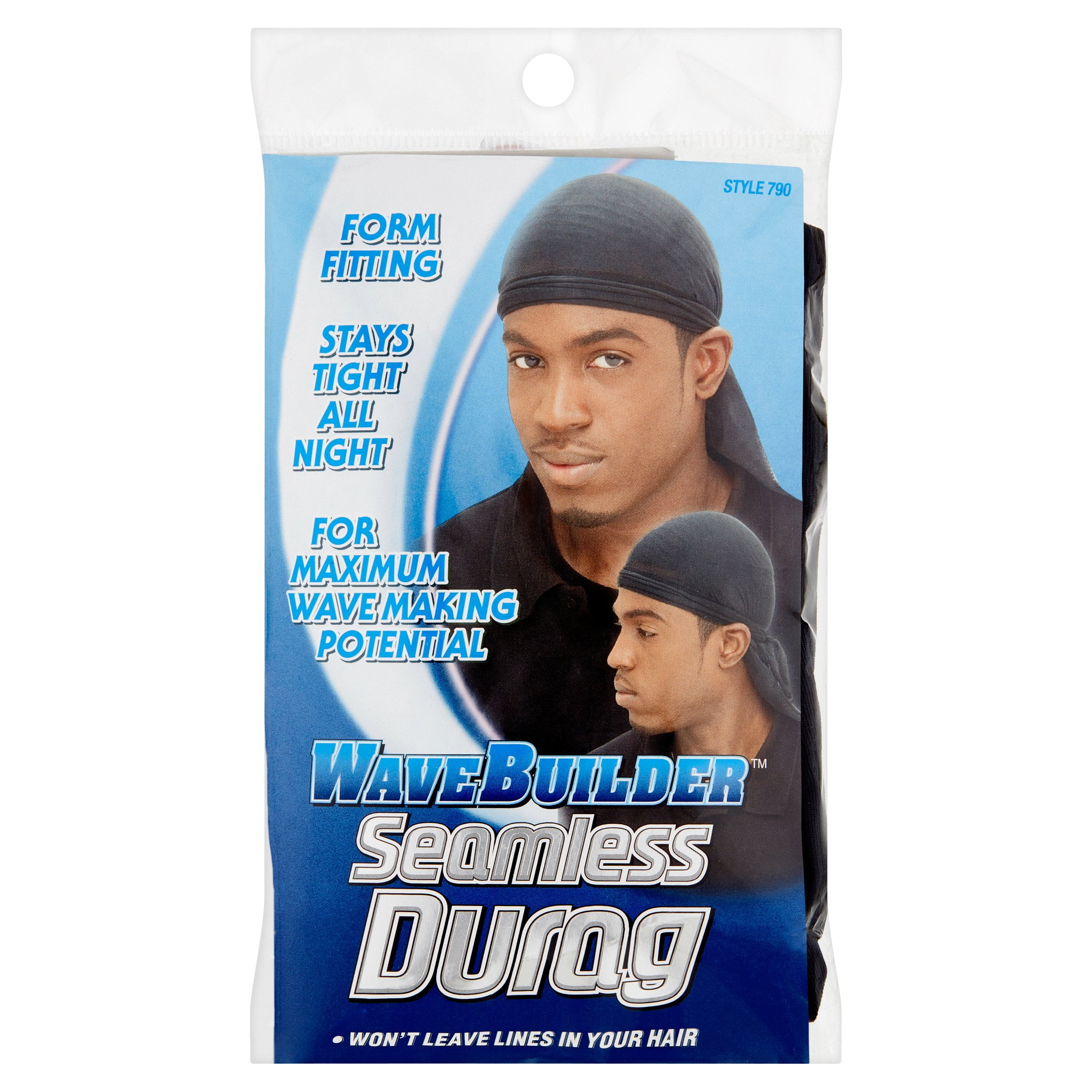 WaveBuilder Faixa de cabelo premium Durag para suor, preta