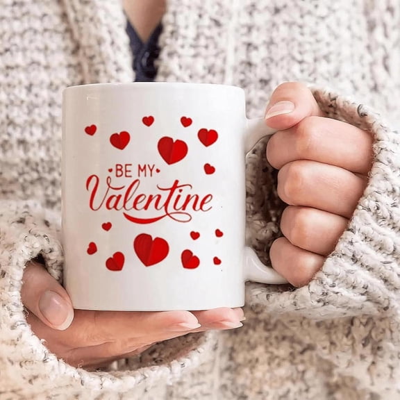 Personalized Valentine s Day Mother s Day Father s Day Coffee Mug Customizable Cup with Red Hearts Dishwasher Ideal Valentine Mom Dad Be My Valentine