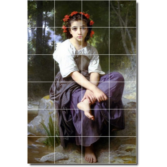Ceramic Tile Mural-William Bouguereau Children Painting 44. 17" w x 25.5" h using (24) 4.25 x 4.25 ceramic tiles