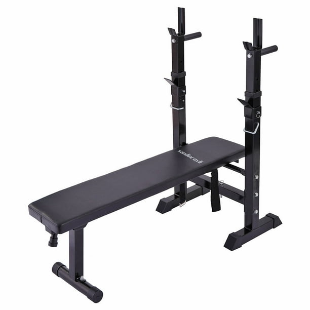 Jaxpety Weight Lifting Folding Bench with Rack Home Gym Workout Adjustable Strength