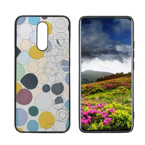 Compatible with LG K12 Plus Phone Case, Geometric-Circles-145 Case Men Women, Flexible Silicone Shockproof Case for LG K12 Plus