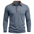 thumbnail image 6 of Zivyakyron Button Mens Polo Fall Office Business Long Sleeve Loose Collared Casual Shirt Colorblock Blue XL, 6 of 10