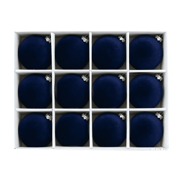 Christmas Ball Ornaments, Velvet Flocked Dark Blue, 2.4 Inch 12 Pack Christmas Tree Hanging Decorations, for Xmas Holiday Party Home Wedding Winter New Year Seasonal Festive Decor Use