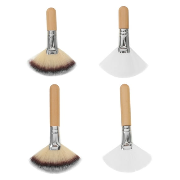 WORGEOUS 4pcs Cepille del ventilador de cepillo de maquillaje de maquillaje resaltante Cepillo Cepillo Herramientas de maquillaje