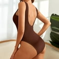 thumbnail image 4 of JGGSPWM Solid Swimsuit for Women One Piece Swimsuit Ribbed Knit Bathing Suit B-Solid-Wine L, 4 of 9