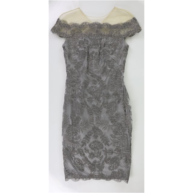 Tadashi Shoji Womens Embroidered Bodycon Dress gold 8