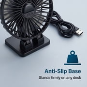 Fan, Small Desk Fan with 3 Settings, Personal Quiet Fan with Strong Airflow and Low Noise, Desktop Office Portable Cooling Fan - 3.2ft Cord (Black)