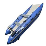 BRIS Inflatable Catamaran 11 ft Dinghy Mini Cat Boat with Foot Pump, Repair Kit