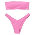 thumbnail image 1 of Womens Swimsuits Tummy Control Bikini High Waisted Solid Color Tankinis Set Pink Bathing Suit for Women S, 1 of 4