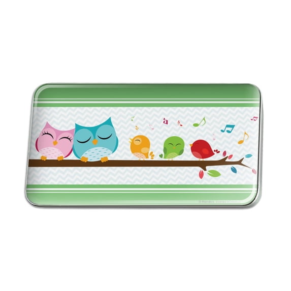 Owl Musical Song Serenade Metal Rectangle Lapel Hat Pin Tie Tack Pinback