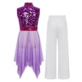 thumbnail image 3 of YiZYiF Girls Sequin Liturgical Worship Praise Dance Dress Tunic with Palazzo Pants Lyrical Dancewear Purple 10, 3 of 6