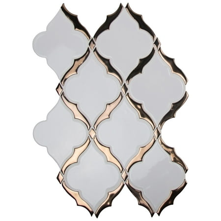 Victorian Light Arabesque 14.13 in. x 10.59 in. x 8mm Glazed Porcelain Mesh-Mounted Mosaic Tile (10.4 sq. ft./case)