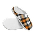 thumbnail image 3 of Lsque Orange Plaid Pattern Womens Comfort Cotton on Scuff With Memory Foam and Anti-skid Sole Slipper-46/47, 3 of 7