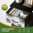 thumbnail image 5 of 4 Drawer Vertical Storage Dresser Bright Trendy Gray Dye Tibetan Watercolor Hand with Wood Top Fabric Pull Drawers, 5 of 8