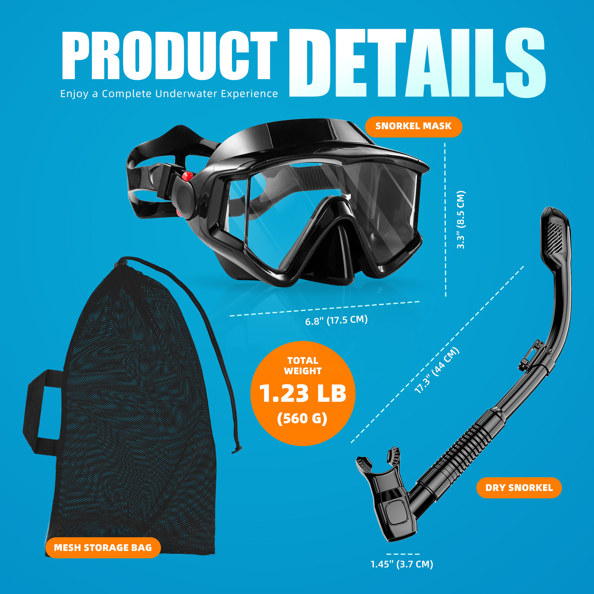 Aegend Adult Snorkel Set with Dry Top photo 4