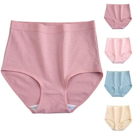 Yinreli Women Panties Elastic High Waist Solid Color Tummy Control Slim Fit Butt-lifted Anti-septic Breathable Plus Size Lady Underpants Women Underwear