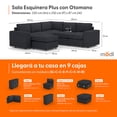 thumbnail image 2 of Sala Seccional Modular Esquinera Adapti 5 Plazas Reposabrazo Ancho + Otomano Gris Carbón, 2 of 9