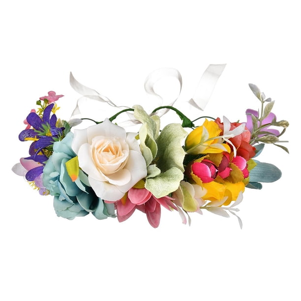 KAKOWELY Diadema de flores, corona floral para el cabello, guirnalda para la cabeza de novia para boda, tocado de flores