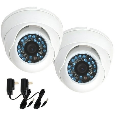VideoSecu 2x CCD Outdoor IR 480TVL Dome Security Camera Day Night Vision 20 Infrared LEDs Wide Angle Lens w/ 2 Power