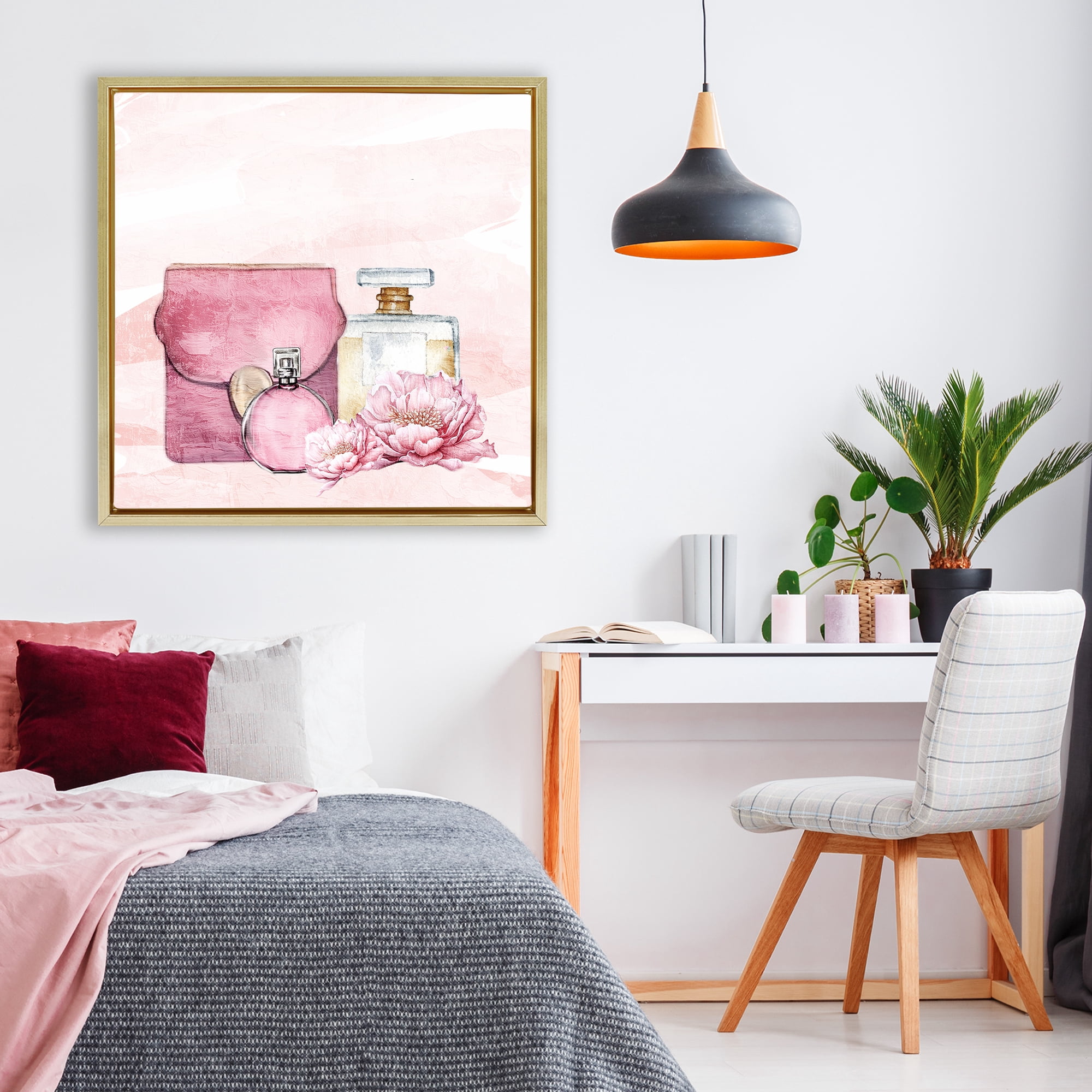 Stupell Industries Blush Glam Time Collection Gold Framed Floater Canvas Wall Art, design by Kim Allen
