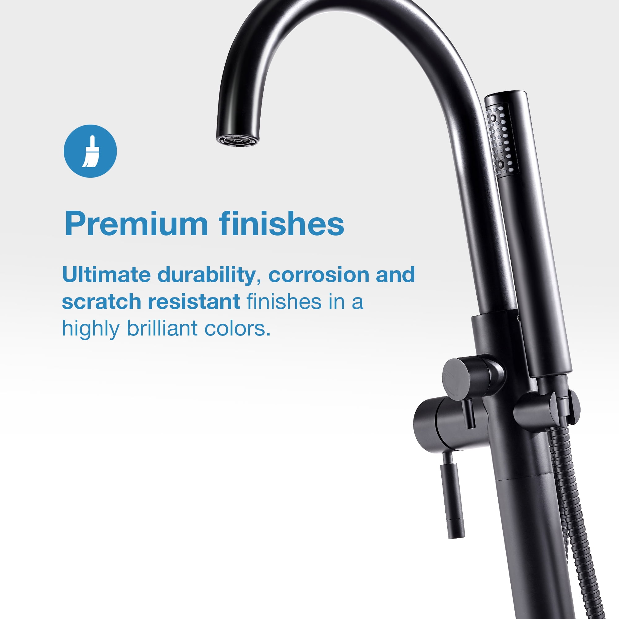 Ove Decors Athena Single-Handle Floor-Mounted Roman Tub Faucet with Hand Shower in Matte Black